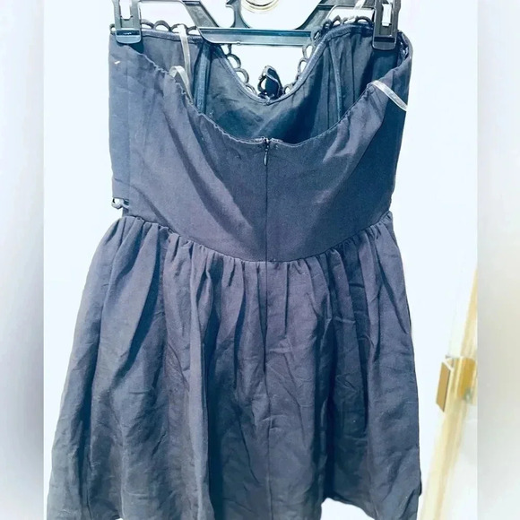 JUDITH MARCH TIE FRONT STRAPLESS A LINE PLEATED ZIP UP MINI DRESS IN BLSCK M - Picture 13 of 16